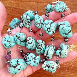 Turquoise Nugget, Hematite, Amethyst and Swarovski